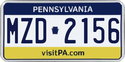 PA license plate MZD2156
