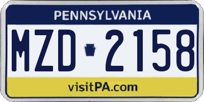 PA license plate MZD2158