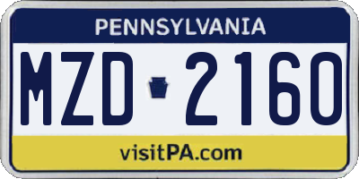 PA license plate MZD2160
