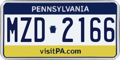 PA license plate MZD2166