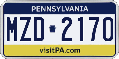 PA license plate MZD2170