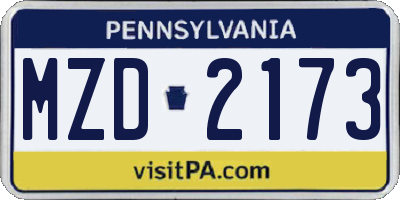PA license plate MZD2173