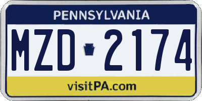 PA license plate MZD2174