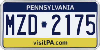 PA license plate MZD2175