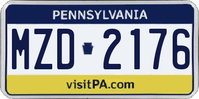 PA license plate MZD2176