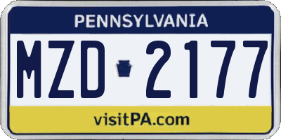 PA license plate MZD2177