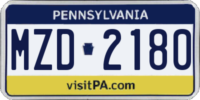 PA license plate MZD2180