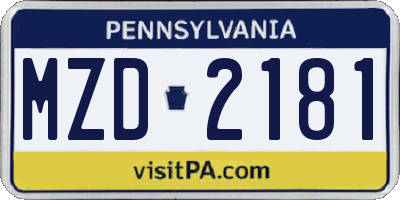 PA license plate MZD2181