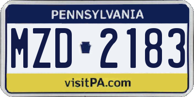 PA license plate MZD2183