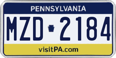 PA license plate MZD2184