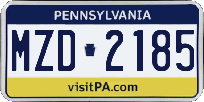 PA license plate MZD2185