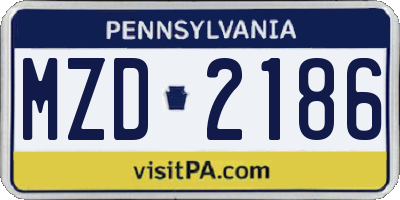 PA license plate MZD2186