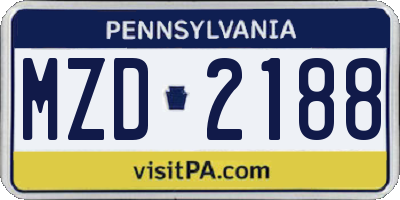 PA license plate MZD2188