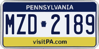 PA license plate MZD2189