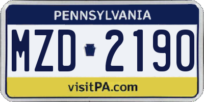 PA license plate MZD2190