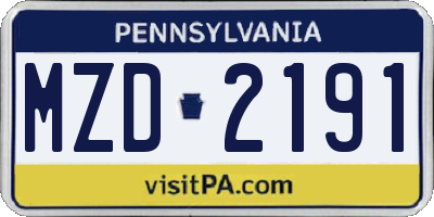 PA license plate MZD2191