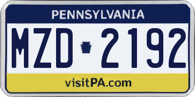 PA license plate MZD2192