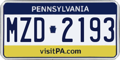 PA license plate MZD2193