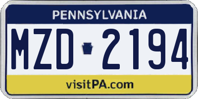 PA license plate MZD2194