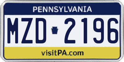 PA license plate MZD2196