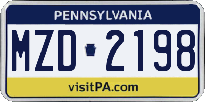 PA license plate MZD2198