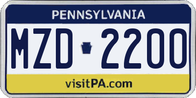 PA license plate MZD2200