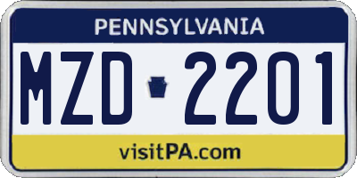 PA license plate MZD2201