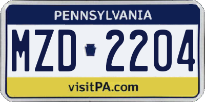 PA license plate MZD2204