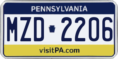 PA license plate MZD2206
