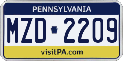 PA license plate MZD2209