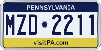PA license plate MZD2211