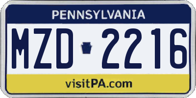 PA license plate MZD2216