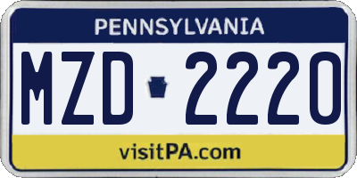 PA license plate MZD2220