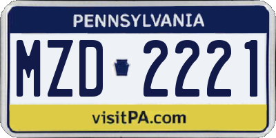 PA license plate MZD2221