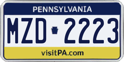 PA license plate MZD2223