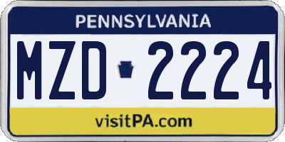 PA license plate MZD2224