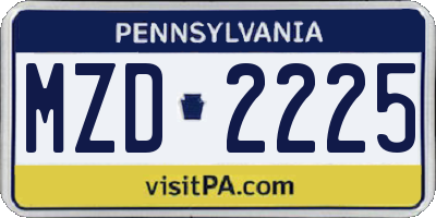 PA license plate MZD2225