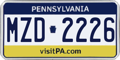 PA license plate MZD2226