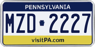 PA license plate MZD2227
