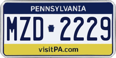 PA license plate MZD2229