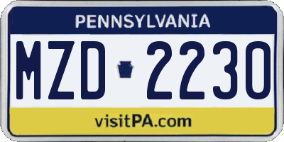 PA license plate MZD2230