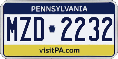 PA license plate MZD2232