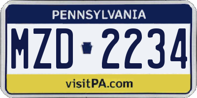 PA license plate MZD2234