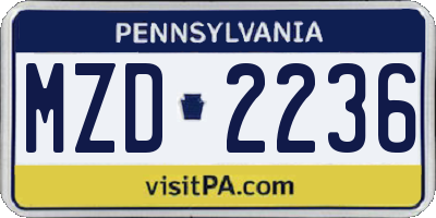 PA license plate MZD2236