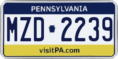 PA license plate MZD2239