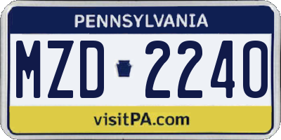 PA license plate MZD2240