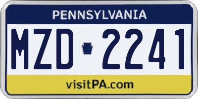 PA license plate MZD2241