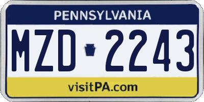 PA license plate MZD2243