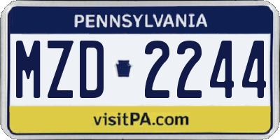 PA license plate MZD2244