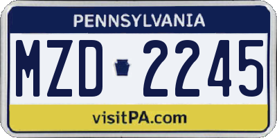 PA license plate MZD2245